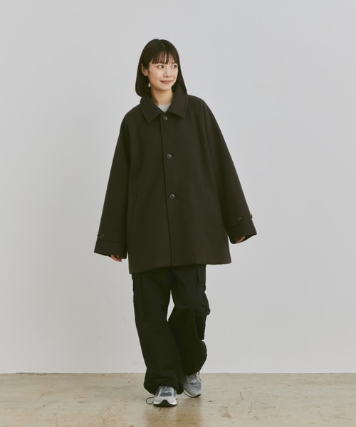 「flaner」 ステンカラーコート LARGE ダークブラウン レディース_画像3