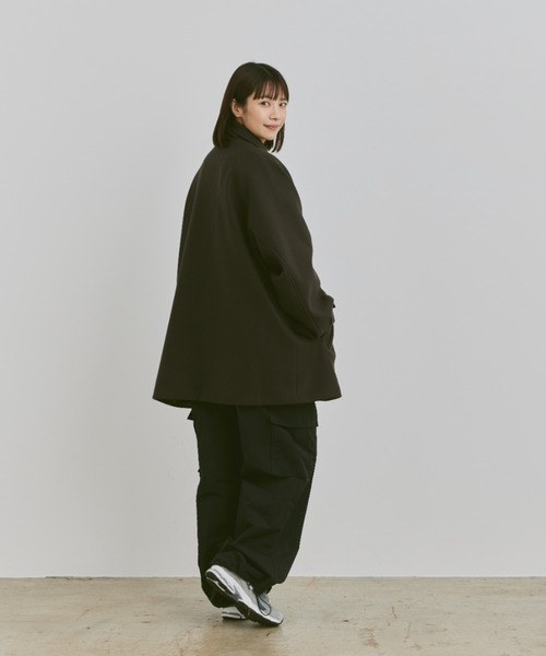「flaner」 ステンカラーコート LARGE ダークブラウン レディース_画像5