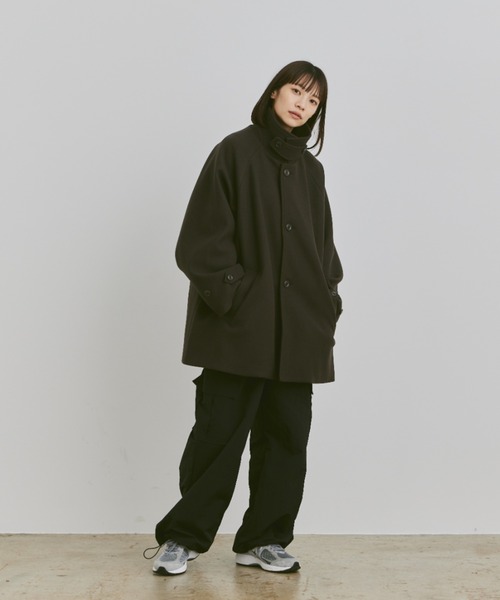 「flaner」 ステンカラーコート LARGE ダークブラウン レディース_画像6