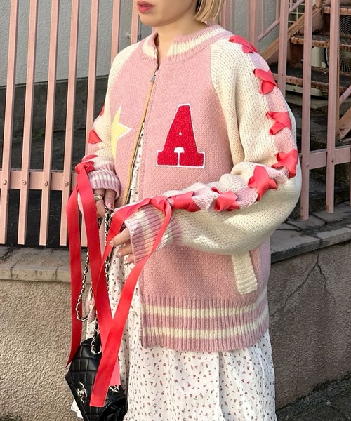 Alley Tokyo ニット セーター 袖リボンALLEYニットスタジャン