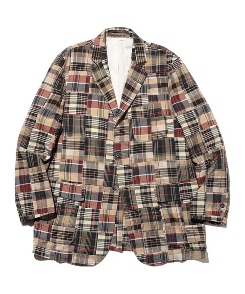 コート ジャケット 3B Box-fit Patchwork Madras メンズの画像