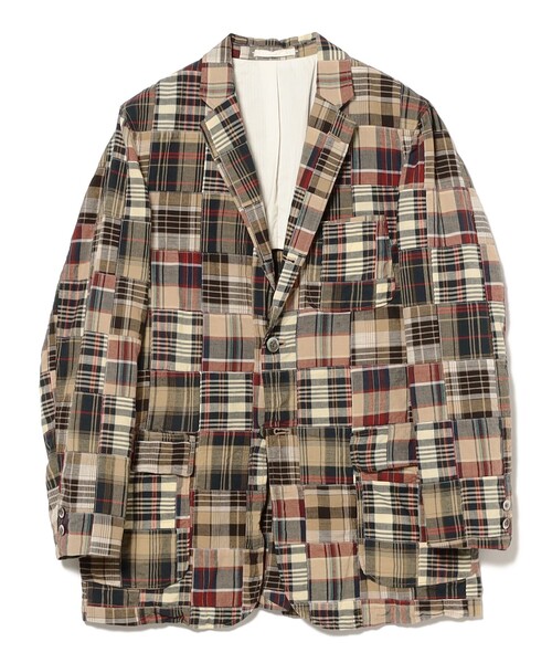 コート ジャケット 3B Box-fit Patchwork Madras メンズの画像