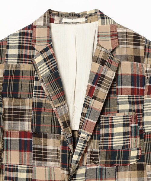 コート ジャケット 3B Box-fit Patchwork Madras メンズの画像