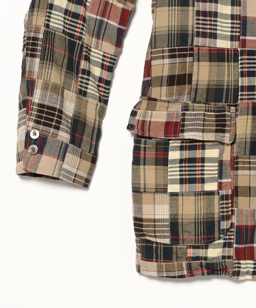 コート ジャケット 3B Box-fit Patchwork Madras メンズの画像
