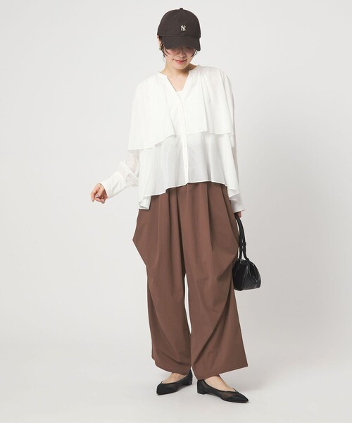 ワイドパンツ パンツ 「WEB限定」「at ease」2WAY ワイド パンツ 撥水 UVカット レディースの画像