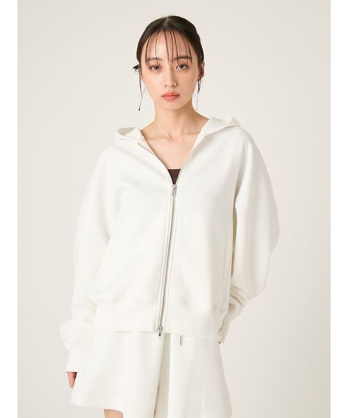 FRAY I.D♡2020FWライトダンボールパーカー ホワイト プルオーバー FRAY I.D（フレイ・アイディー） パーカー ダンボールジップアップ