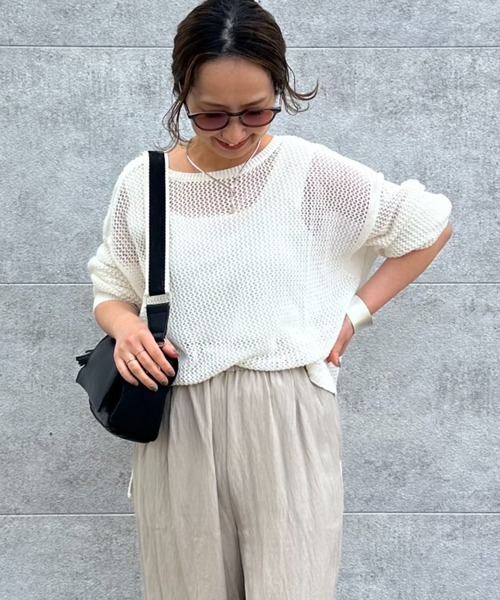   メッシュセーター Mサイズ レディース Honeys（ハニーズ） ニット セーター コード刺繍メッシュニット