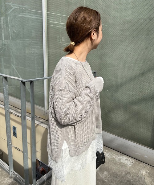 ニット セーター 「＠sein___000企画」メッシュ編みニットプルオーバー レディースの画像
