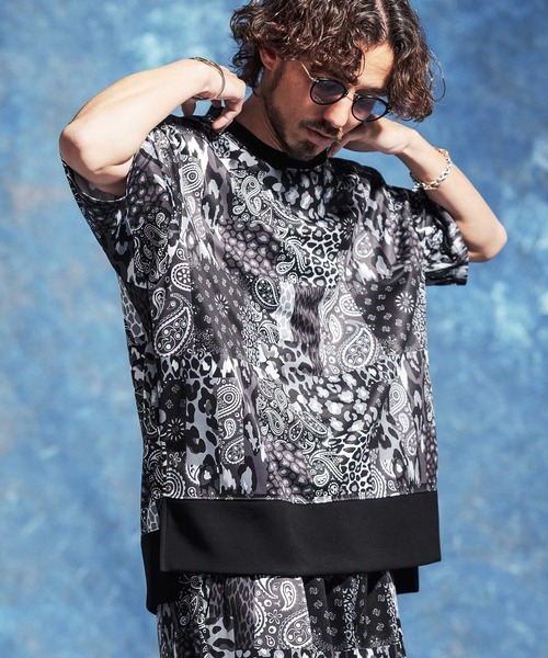 Jih Nunc（ジーヌンク） tシャツ mt10234-ペイズリー×レオパードパッチ 