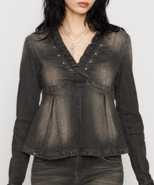 LAGUA GEM（ラグアジェム） チュニック EYELET POINT DENIM チュニック 