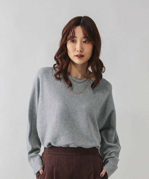 「GLOBAL WORK」 長袖ニット LARGE グレイッシュベージュ レディース_画像3