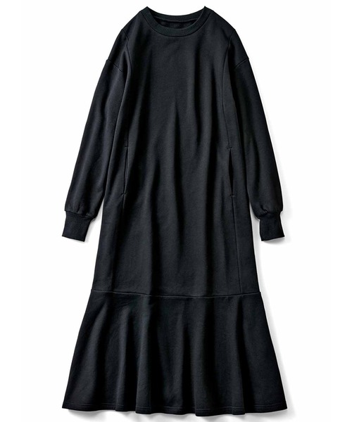 「Live in comfort」 長袖ワンピース XXX-LARGE ブラック レディース_画像4