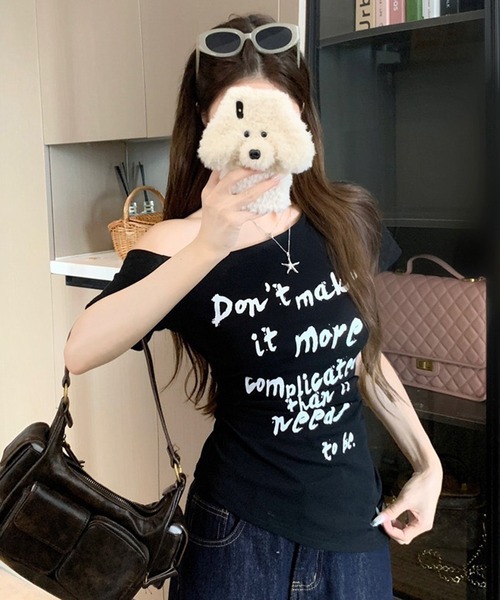 NANEA（ナネア） tシャツ 半袖 ロゴプリントワンショルダー