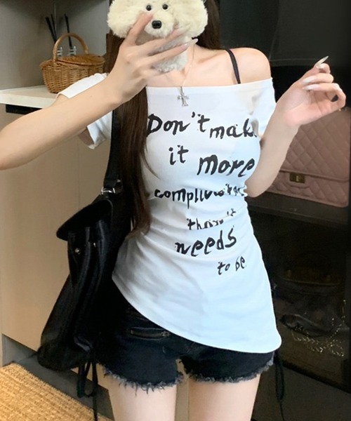 NANEA（ナネア） tシャツ 半袖 ロゴプリントワンショルダー
