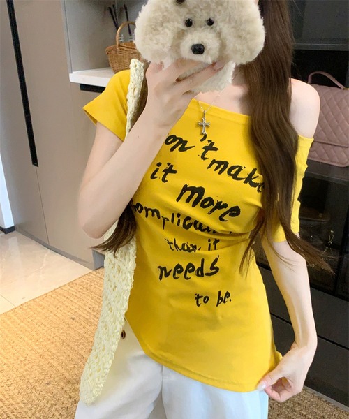 NANEA（ナネア） tシャツ 半袖 ロゴプリントワンショルダー