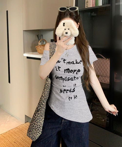 NANEA（ナネア） tシャツ 半袖 ロゴプリントワンショルダー