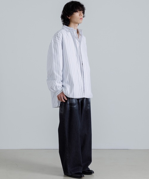 「SINSS」 長袖シャツ LARGE ブラウン メンズ_画像2