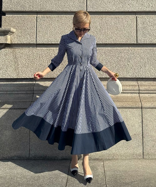 「JENNE」 シャツワンピース SMALL レッド レディースの画像