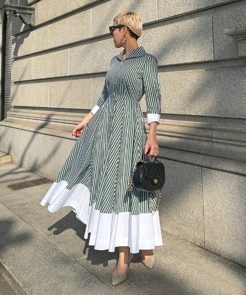 「JENNE」 シャツワンピース SMALL レッド レディースの画像