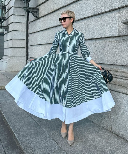 「JENNE」 シャツワンピース SMALL レッド レディースの画像