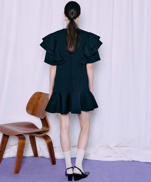 ワンピース 半袖 Frill Mini Dress/フリルミニドレス