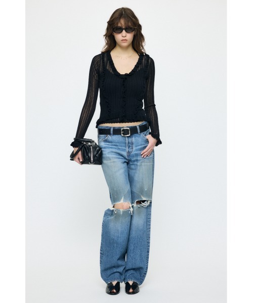 ジーンズ デニム デニムパンツ MIDRISE DAMAGED SLIM STRAIGHT レディースの画像