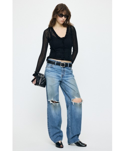 ジーンズ デニム デニムパンツ MIDRISE DAMAGED SLIM STRAIGHT レディースの画像