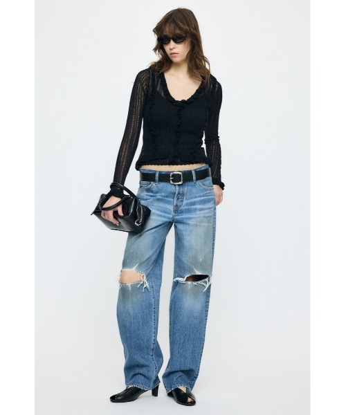 ジーンズ デニム デニムパンツ MIDRISE DAMAGED SLIM STRAIGHT レディースの画像