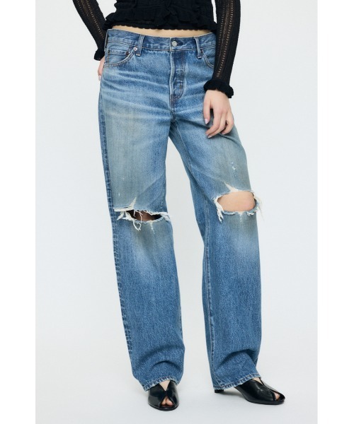 ジーンズ デニム デニムパンツ MIDRISE DAMAGED SLIM STRAIGHT レディースの画像