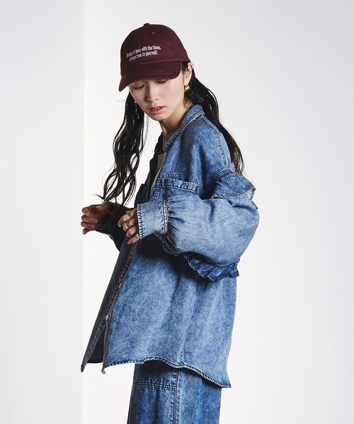 ROSE BUD（ローズバッド） ブラウス シャツ LIGHT OZ FRILL DENIM