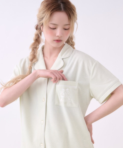 パジャマ ルームウェア 「SET ITEM」pail open collar shirt set up