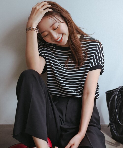 「UNFILO」 半袖ニット MEDIUM ブルー レディース_画像3