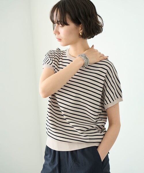 「UNFILO」 半袖ニット MEDIUM ブルー レディース_画像9