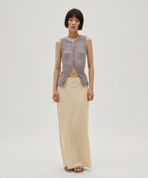 タンクトップ ノースリーブ 2way Sheer Knitvest レディースの画像