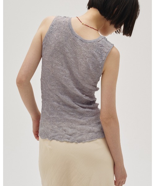 タンクトップ ノースリーブ 2way Sheer Knitvest レディースの画像