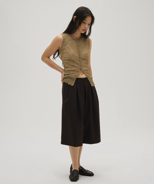 タンクトップ ノースリーブ 2way Sheer Knitvest レディースの画像