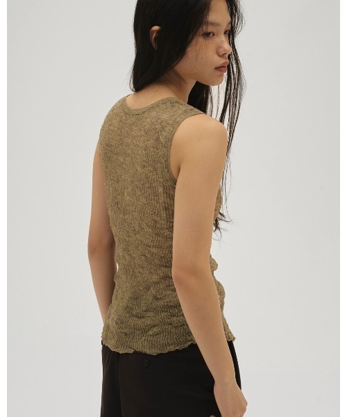 タンクトップ ノースリーブ 2way Sheer Knitvest レディースの画像