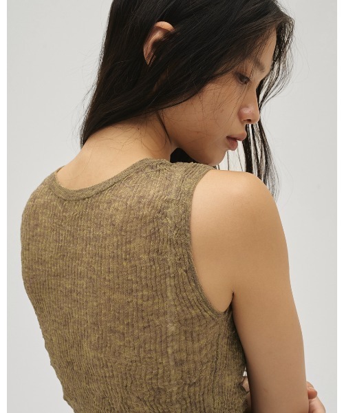 タンクトップ ノースリーブ 2way Sheer Knitvest レディースの画像