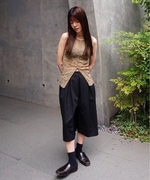 タンクトップ ノースリーブ 2way Sheer Knitvest レディースの画像