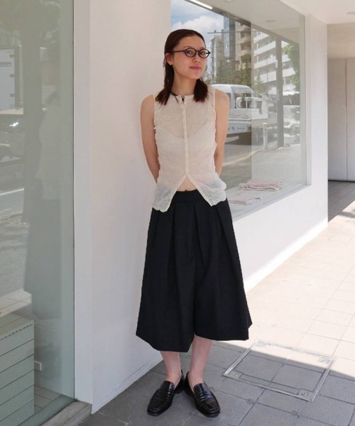 タンクトップ ノースリーブ 2way Sheer Knitvest レディースの画像