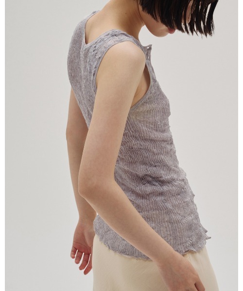 タンクトップ ノースリーブ 2way Sheer Knitvest レディースの画像