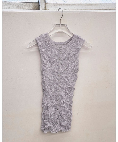 タンクトップ ノースリーブ 2way Sheer Knitvest レディースの画像