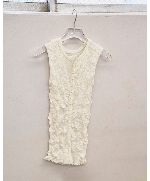 タンクトップ ノースリーブ 2way Sheer Knitvest レディースの画像