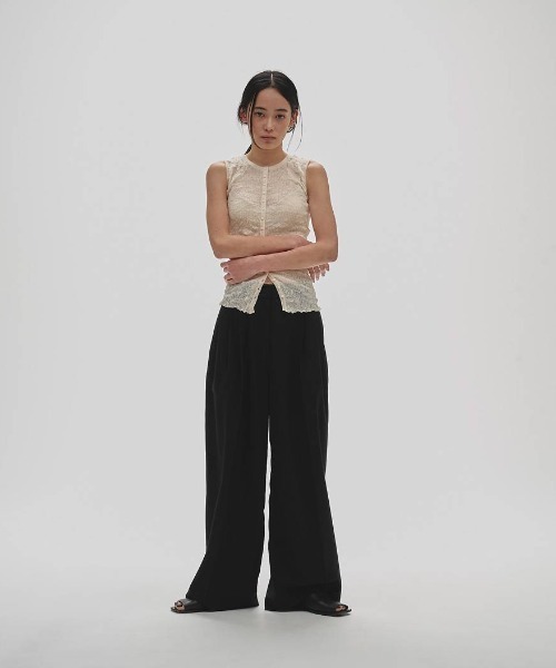 タンクトップ ノースリーブ 2way Sheer Knitvest レディースの画像