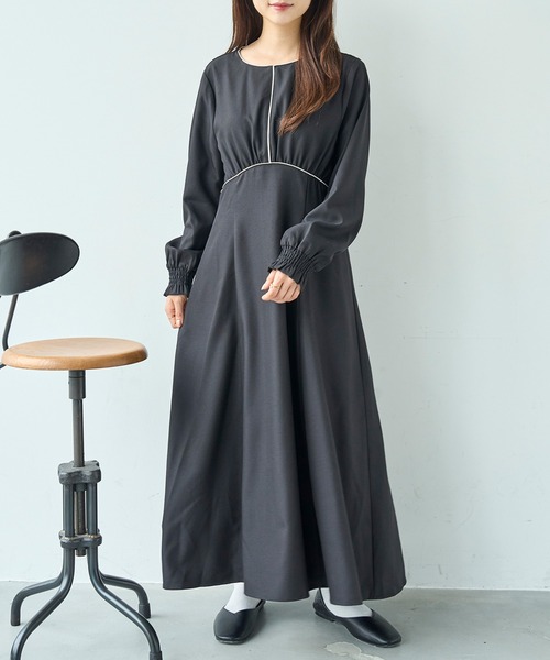 「mil」 長袖ワンピース X-SMALL グレイッシュベージュ レディース_画像3