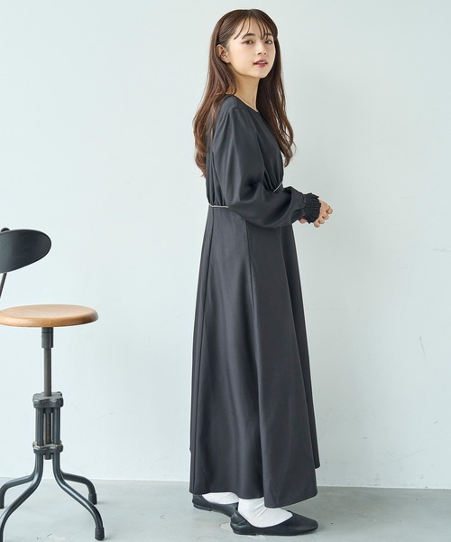 「mil」 長袖ワンピース X-SMALL グレイッシュベージュ レディース_画像4