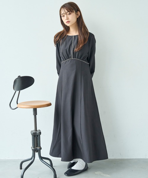 「mil」 長袖ワンピース X-SMALL グレイッシュベージュ レディース_画像5