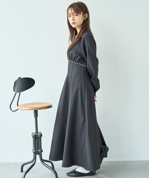 「mil」 長袖ワンピース X-SMALL グレイッシュベージュ レディース_画像6