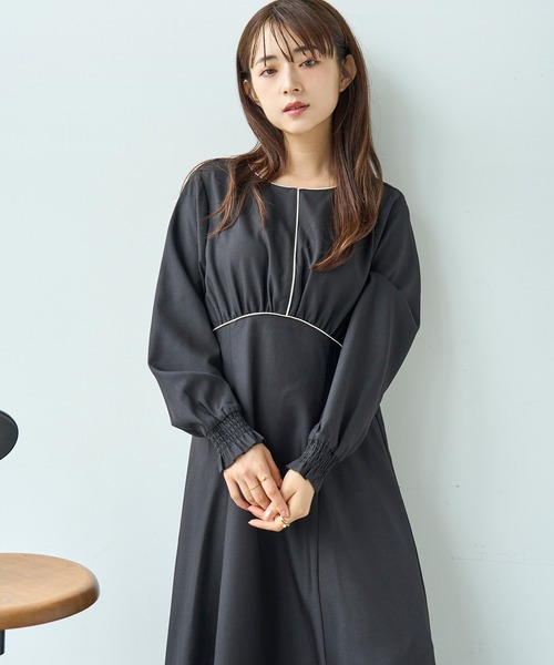 「mil」 長袖ワンピース X-SMALL グレイッシュベージュ レディース_画像7
