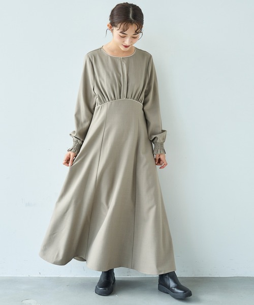 「mil」 長袖ワンピース X-SMALL グレイッシュベージュ レディース_画像9